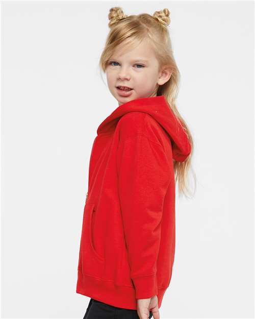 Rabbit Skins 3346 Toddler Full-Zip Fleece Hoodie Sweatshirt - Red - model side