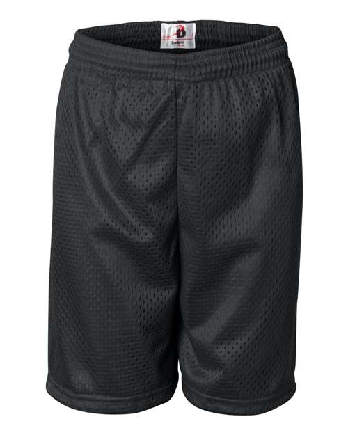 Badger 2207 Youth Pro Mesh 6" Shorts - Black - front