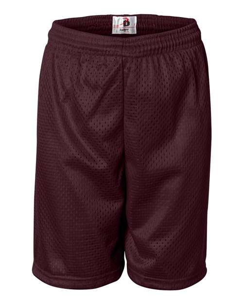 Badger 2207 Youth Pro Mesh 6" Shorts - Maroon - front
