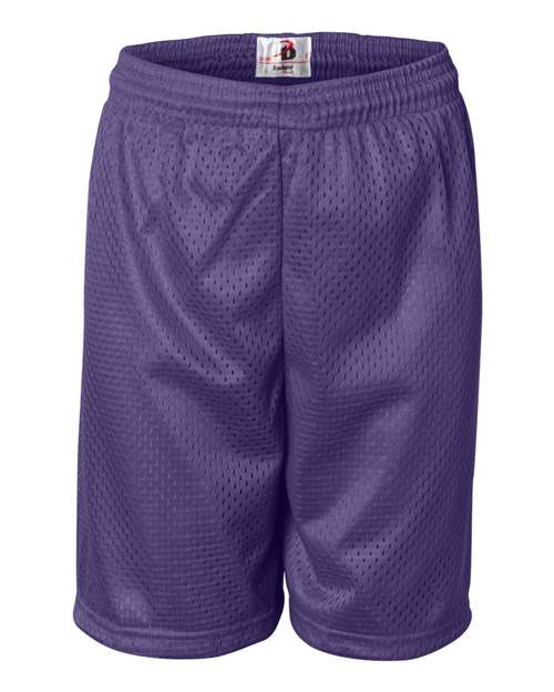 Badger 2207 Youth Pro Mesh 6" Shorts - Purple - front