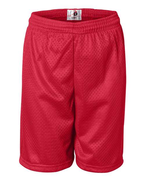 Badger 2207 Youth Pro Mesh 6" Shorts - Red - front