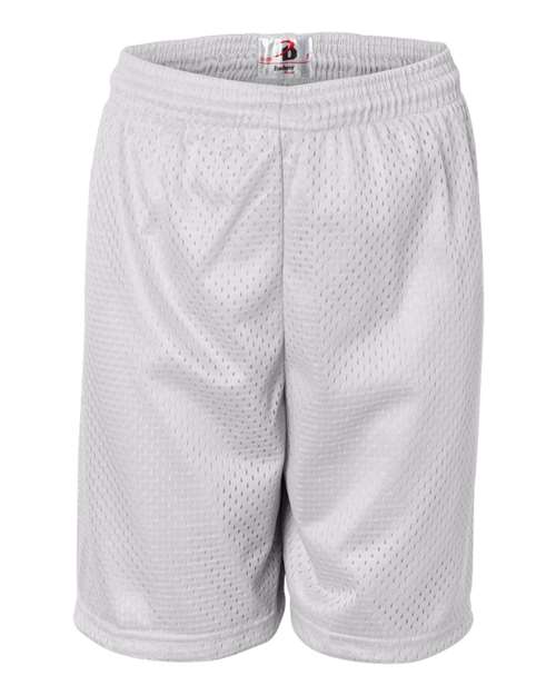 Badger 2207 Youth Pro Mesh 6" Shorts - White - front