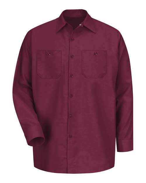 Red Kap SP14 Men's Industrial Long Sleeve Work Shirt - Burgundy - front