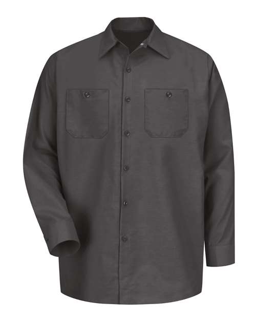 Red Kap SP14 Men's Industrial Long Sleeve Work Shirt - Charcoal - front