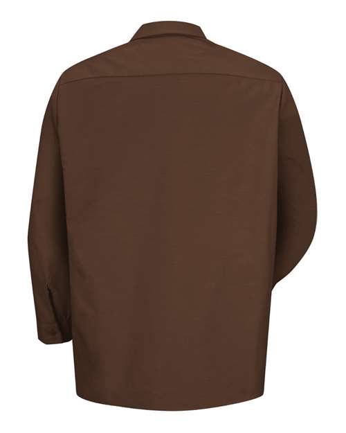 Red Kap SP14 Men's Industrial Long Sleeve Work Shirt - Chocolate Brown - back