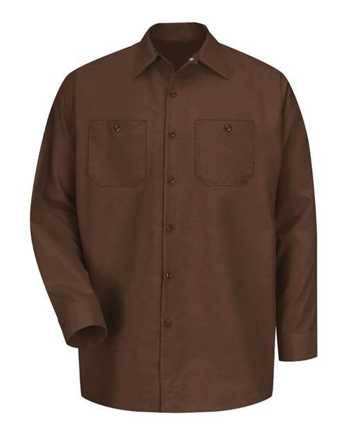 Red Kap SP14 Men's Industrial Long Sleeve Work Shirt - Chocolate Brown - front