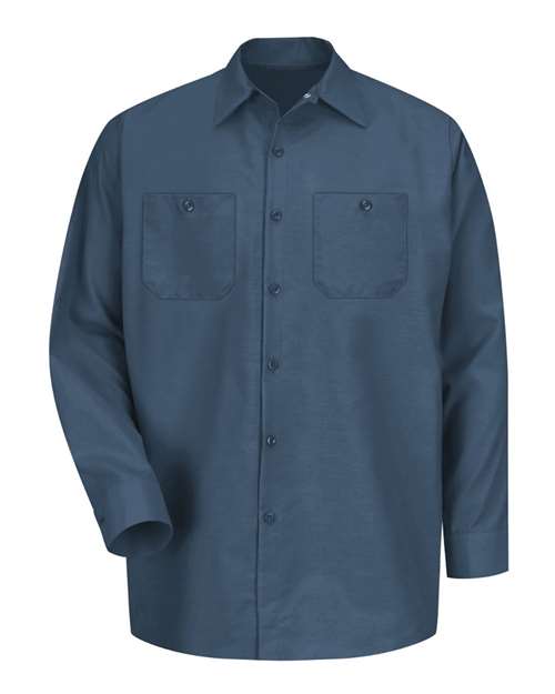 Red Kap SP14 Men's Industrial Long Sleeve Work Shirt - Dark Blue - front