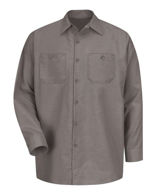 Red Kap SP14 Men's Industrial Long Sleeve Work Shirt - Grey - front