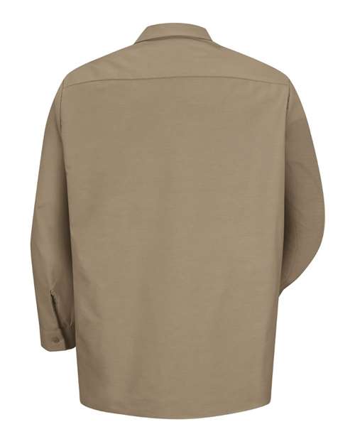 Red Kap SP14 Men's Industrial Long Sleeve Work Shirt - Khaki - back