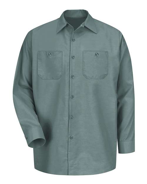 Red Kap SP14 Men's Industrial Long Sleeve Work Shirt - Light Green - front