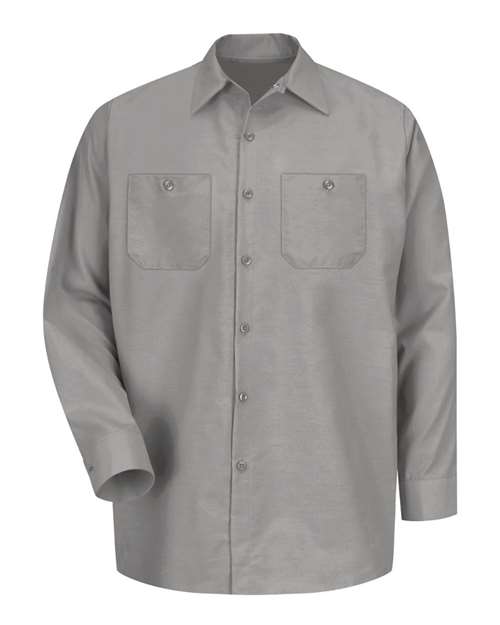 Red Kap SP14 Men's Industrial Long Sleeve Work Shirt - Light Grey - front