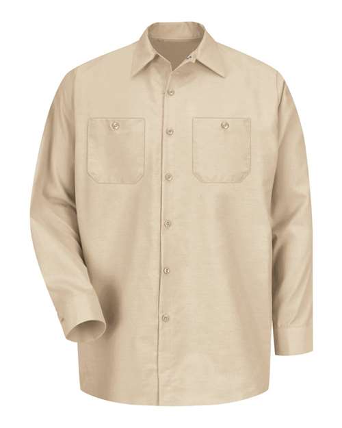 Red Kap SP14 Men's Industrial Long Sleeve Work Shirt - Light Tan - front