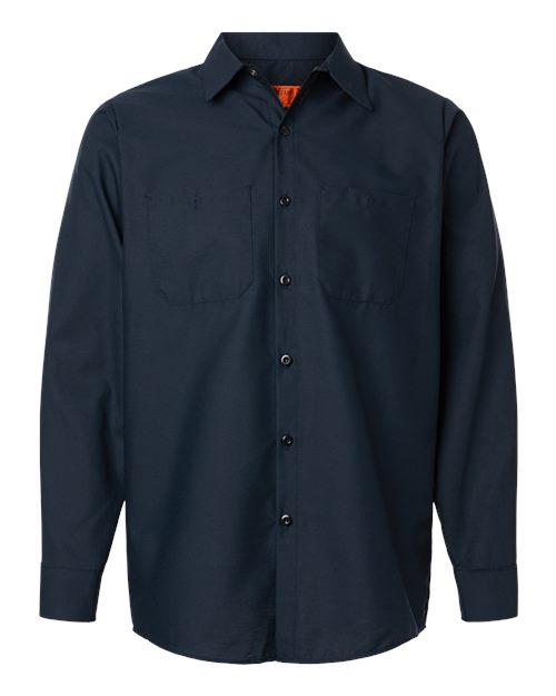 Red Kap SP14 Men's Industrial Long Sleeve Work Shirt - Navy - front