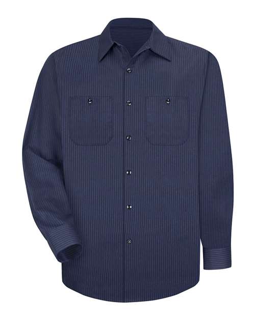 Red Kap SP14 Men's Industrial Long Sleeve Work Shirt - NL-Navy/ Light Blue - front