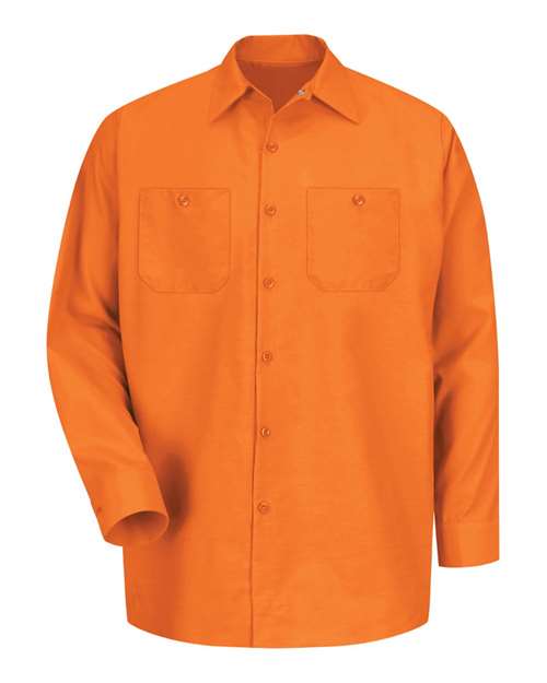 Red Kap SP14 Men's Industrial Long Sleeve Work Shirt - Orange - front