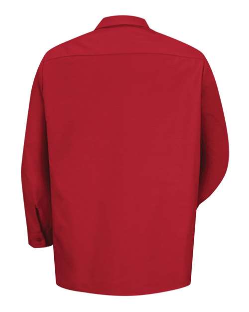 Red Kap SP14 Men's Industrial Long Sleeve Work Shirt - Red - back