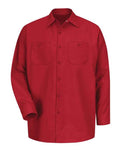 Red Kap SP14 Men's Industrial Long Sleeve Work Shirt - Red - front