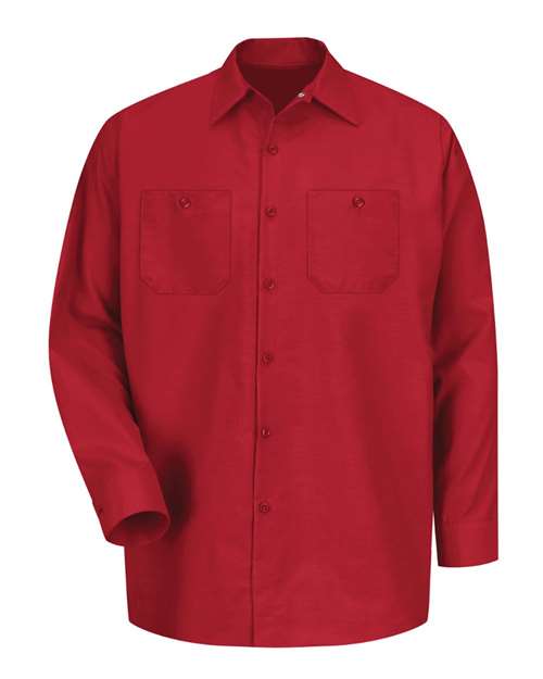 Red Kap SP14 Men's Industrial Long Sleeve Work Shirt - Red - front