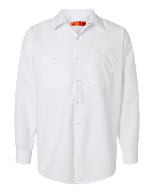 Red Kap SP14 Men's Industrial Long Sleeve Work Shirt - White - front