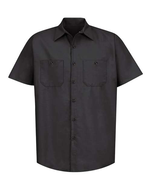 Red Kap SP24 Men's Industrial Short Sleeve Work Shirt - Black - front