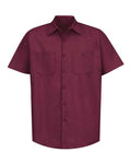 Red Kap SP24 Men's Industrial Short Sleeve Work Shirt - Burgundy - front