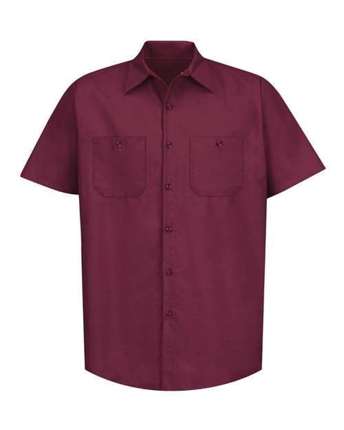 Red Kap SP24 Men's Industrial Short Sleeve Work Shirt - Burgundy - front