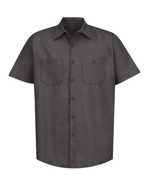 Red Kap SP24 Men's Industrial Short Sleeve Work Shirt - Charcoal - front