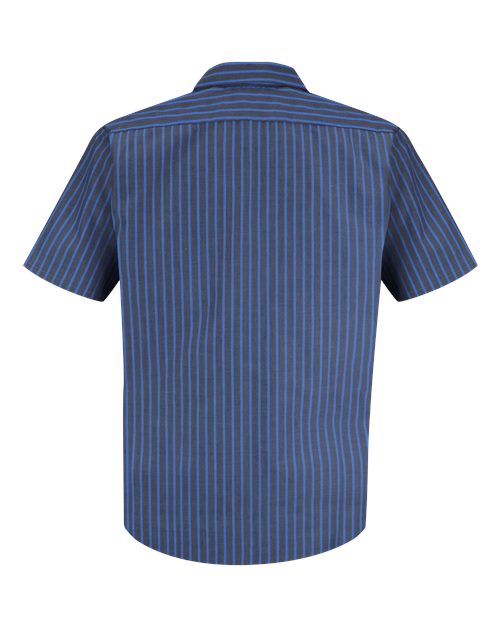 Red Kap SP24 Men's Industrial Short Sleeve Work Shirt - Grey/ Blue Stripe - back