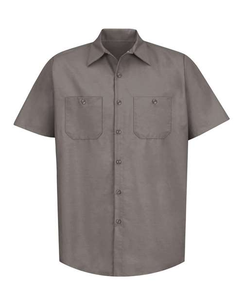 Red Kap SP24 Men's Industrial Short Sleeve Work Shirt - Grey - front
