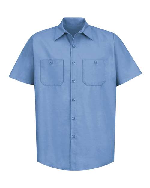Red Kap SP24 Men's Industrial Short Sleeve Work Shirt - Light Blue - front