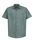 Red Kap SP24 Men's Industrial Short Sleeve Work Shirt - Light Green - front