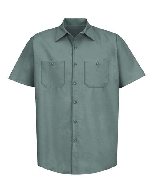 Red Kap SP24 Men's Industrial Short Sleeve Work Shirt - Light Green - front