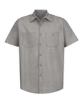 Red Kap SP24 Men's Industrial Short Sleeve Work Shirt - Light Grey - front