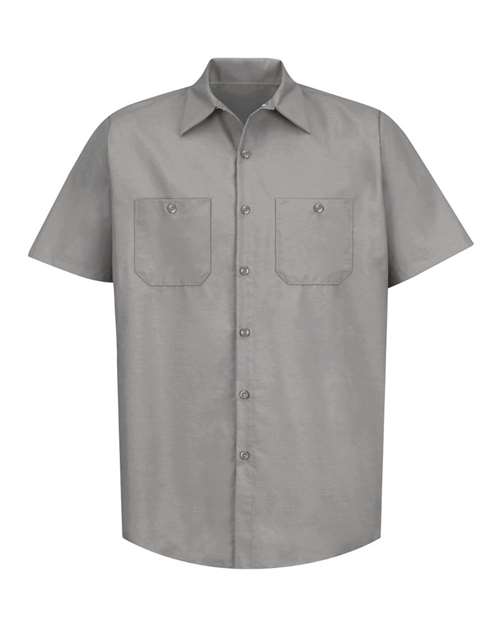Red Kap SP24 Men's Industrial Short Sleeve Work Shirt - Light Grey - front