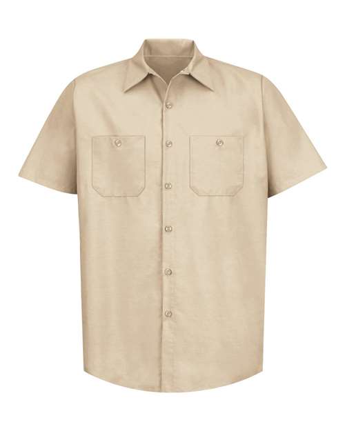 Red Kap SP24 Men's Industrial Short Sleeve Work Shirt - Light Tan - front