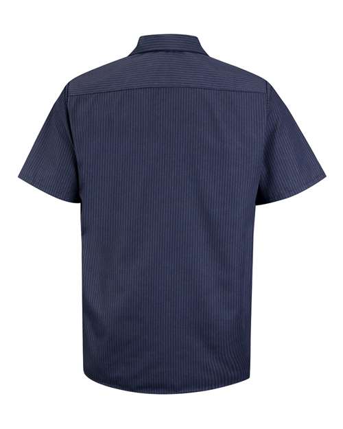 Red Kap SP24 Men's Industrial Short Sleeve Work Shirt - NL-Navy/ Light Blue - back