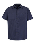 Red Kap SP24 Men's Industrial Short Sleeve Work Shirt - NL-Navy/ Light Blue - front