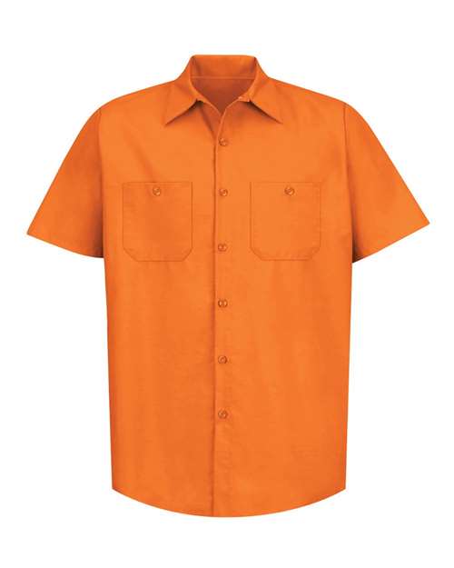 Red Kap SP24 Men's Industrial Short Sleeve Work Shirt - Orange - front