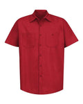 Red Kap SP24 Men's Industrial Short Sleeve Work Shirt - Red - front