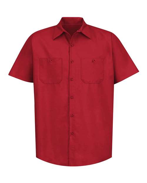 Red Kap SP24 Men's Industrial Short Sleeve Work Shirt - Red - front