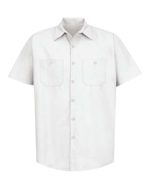 Red Kap SP24 Men's Industrial Short Sleeve Work Shirt - White - front