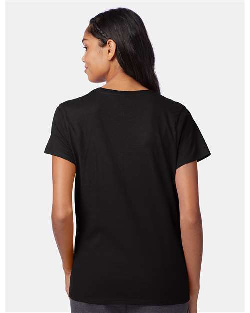 Hanes SL04 Women's Perfect-T T-Shirt - Black - model back