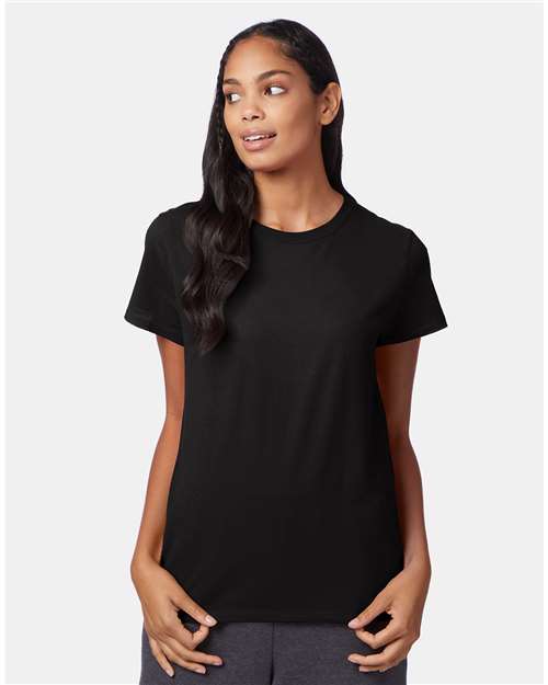 Hanes SL04 Women's Perfect-T T-Shirt - Black - model front