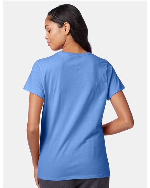 Hanes SL04 Women's Perfect-T T-Shirt - Carolina Blue - model back