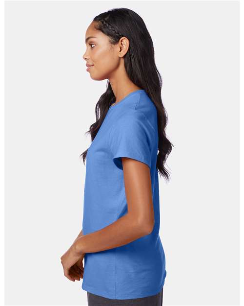 Hanes SL04 Women's Perfect-T T-Shirt - Carolina Blue - model side