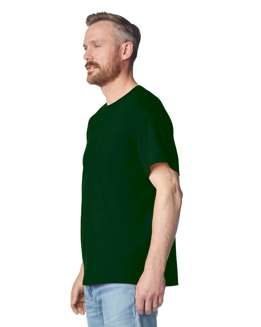 Gildan 2300 Unisex Ultra Cotton Pocket T-Shirt - Forest Green - model side
