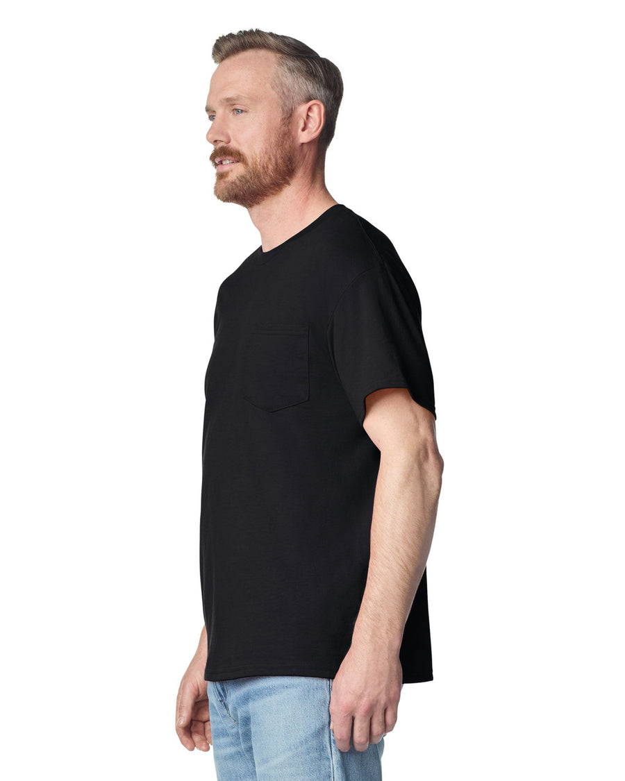Gildan 2300 Unisex Ultra Cotton Pocket T-Shirt - Black - model side