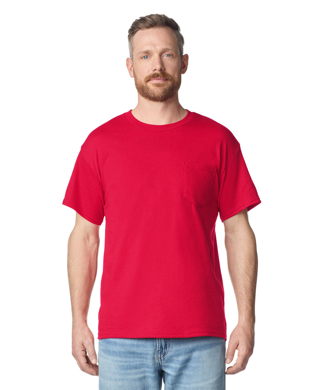 Gildan 2300 Unisex Ultra Cotton Pocket T-Shirt - Red - model front