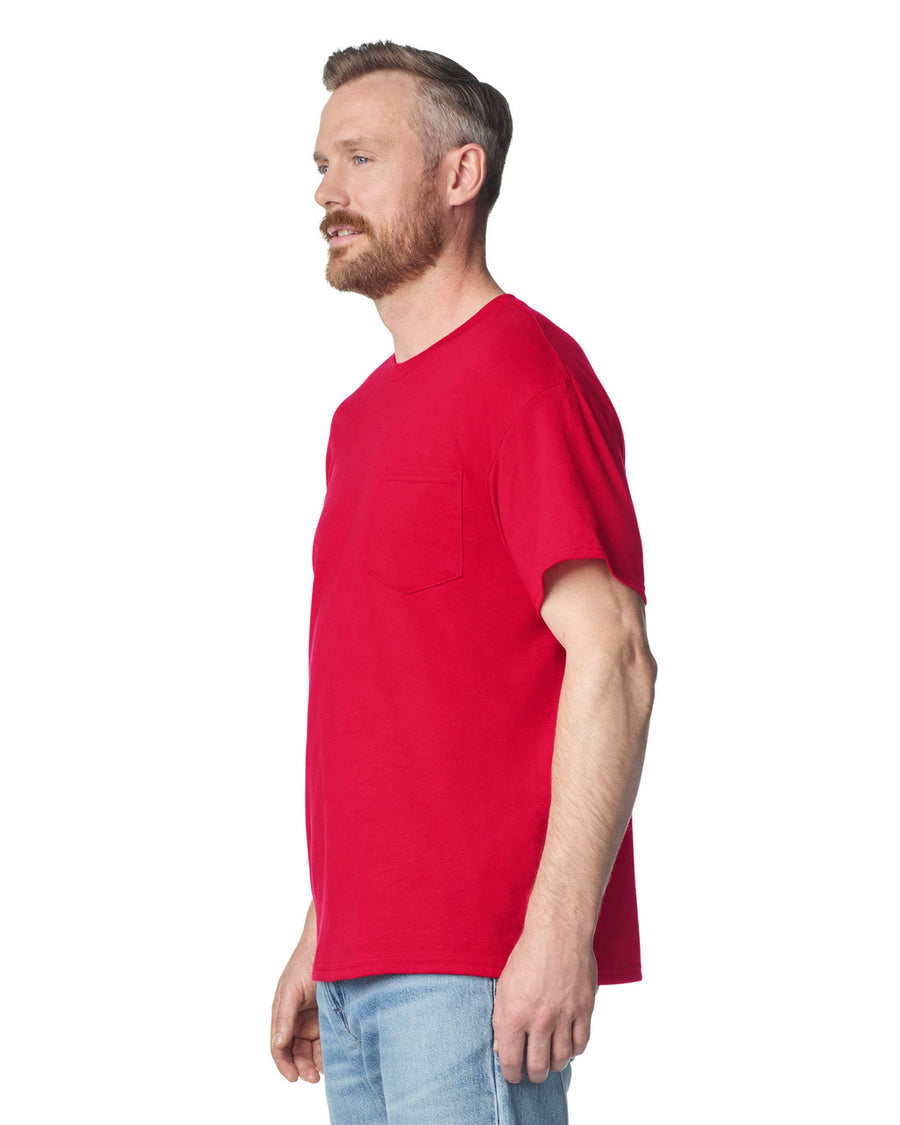 Gildan 2300 Unisex Ultra Cotton Pocket T-Shirt - Red - model side