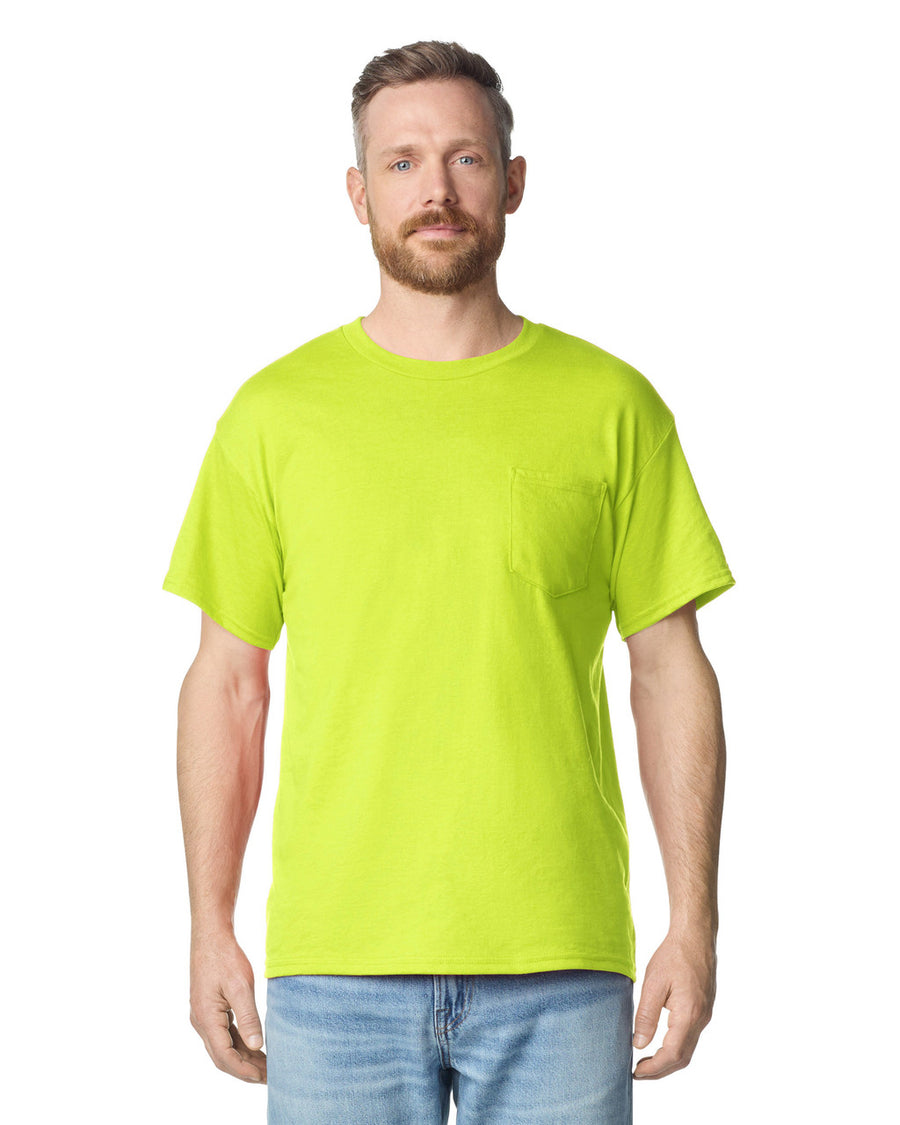 Gildan 2300 Unisex Ultra Cotton Pocket T-Shirt - Safety Green - model front